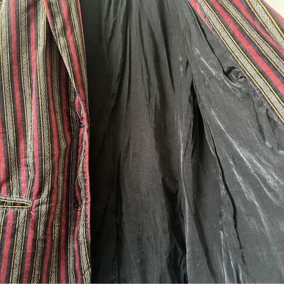 Free People Women’s Striped B Line luxe Red Burgundy‎ Lapeled Blazer Jacket Sz L - Picture 15 of 16